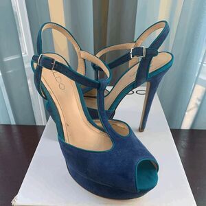 Aldo Womens Detamble Peep Toe High Heels Ankle Strap Blue EU 38